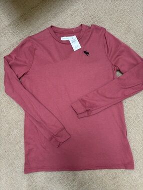 abercrombie kids Long Sleeve Tee shirt Dusty Rose logo pink 15-16 New NWT